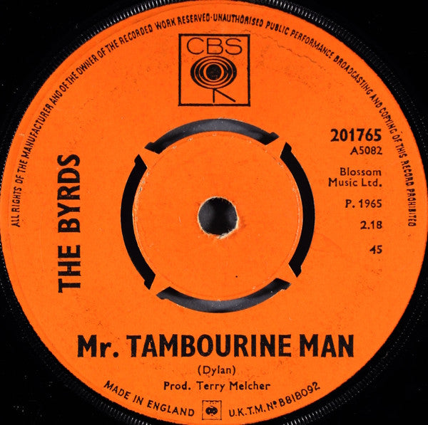 The Byrds - Mr. Tambourine Man - Used Vinyl Record 7"