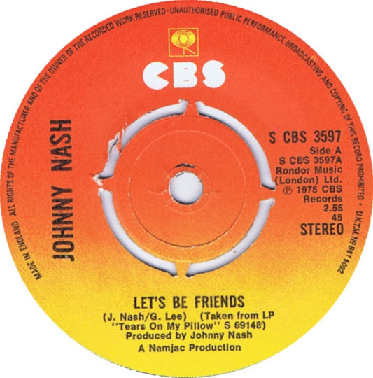 Johnny Nash - Let's Be Friends - Used Vinyl Record 7"