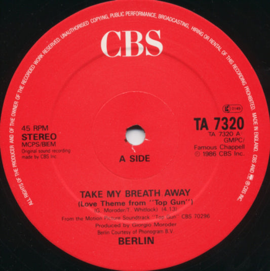 Berlin - Take My Breath Away (Love Theme From 'Top Gun') - Used Vinyl