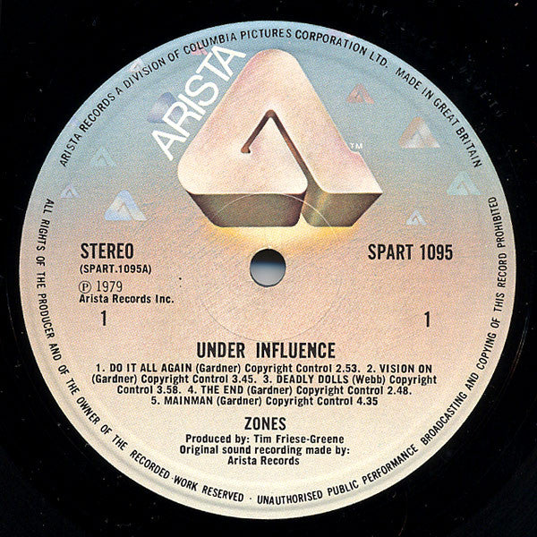 Zones - Under Influence - Used Vinyl Record
