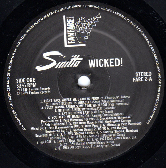 Sinitta - Wicked - Used Vinyl Record
