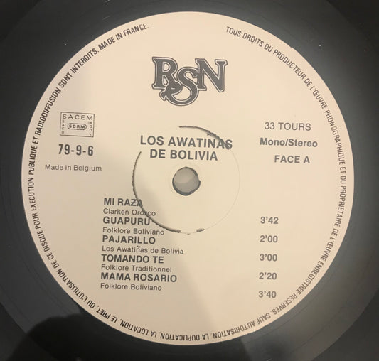 Awatinas - Los Awatinas De Bolivia - Used Vinyl Record