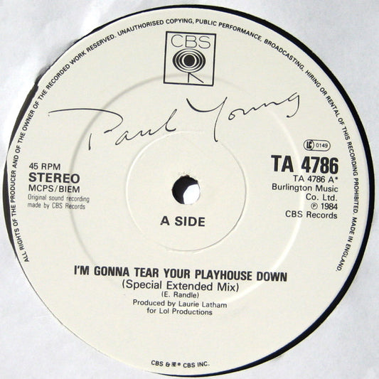 Paul Young - I'm Gonna Tear Your Playhouse Down (Special Extended Mix