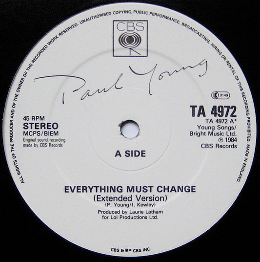 Paul Young - Everything Must Change (Special Extended Mix) - Used Vin