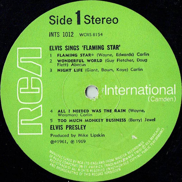 Elvis Presley - Elvis Sings 'Flaming Star' - Used Vinyl Record