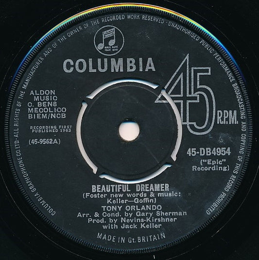 Tony Orlando - Beautiful Dreamer - Used Vinyl Record 7"
