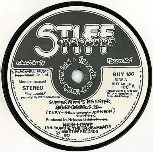 Ian Dury And The Blo - Sueperman's Big Sister - Used Vinyl Record 7"
