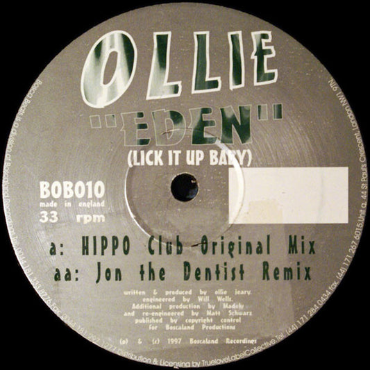 Ollie Jaye - Eden (Lick It Up Baby) - Used Vinyl Record 12"