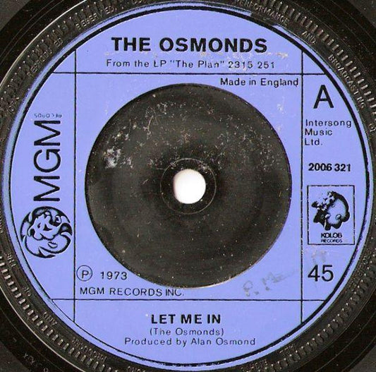 The Osmonds - Let Me In - Used Vinyl Record 7"