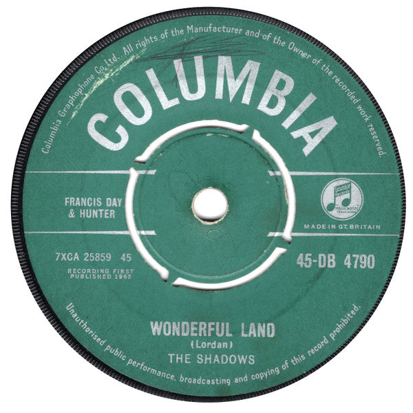 The Shadows - Wonderful Land - Used Vinyl Record 7"