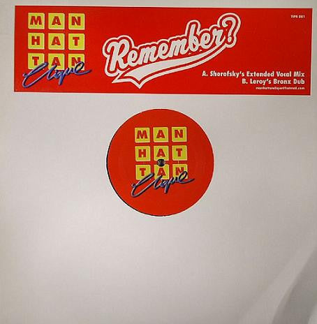 Manhattan Clique - Remember - Used Vinyl Record 12"