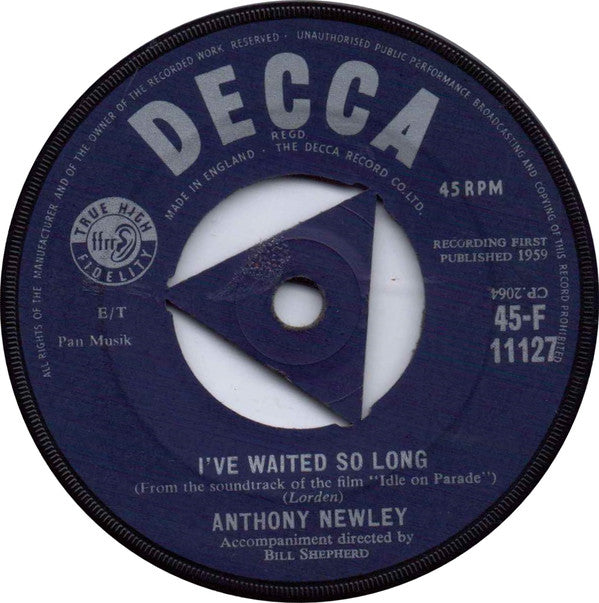 Anthony Newley - I've Waited So Long - Used Vinyl Record 7"