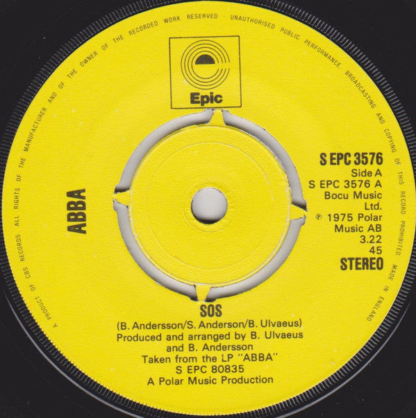 ABBA - SOS - Used Vinyl Record 7"