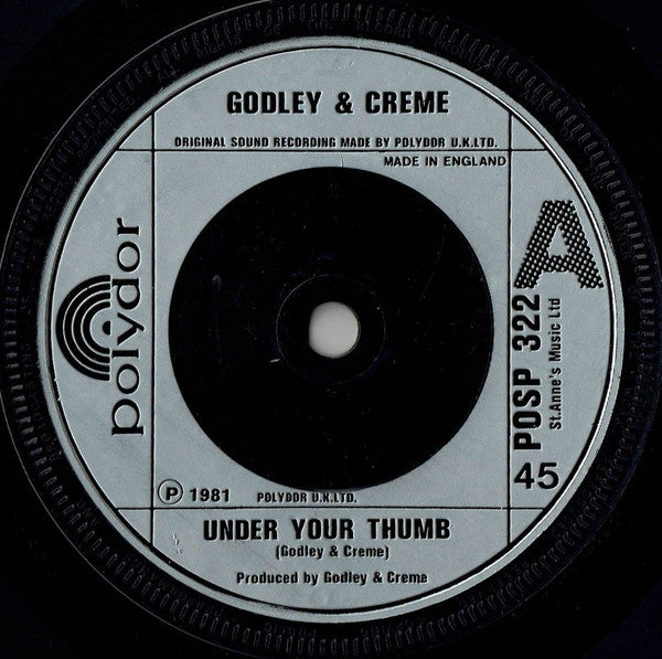 Godley & Creme - Under Your Thumb - Used Vinyl Record 7"
