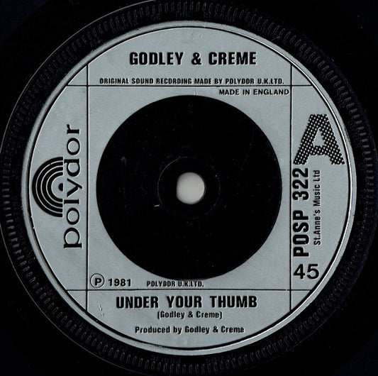 Godley & Creme - Under Your Thumb - Used Vinyl Record 7"