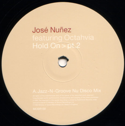 Jose Nunez - Hold On > Pt.2 - Used Vinyl Record 12"