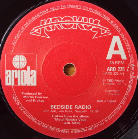 Krokus - Bedside Radio - Used Vinyl Record 7"