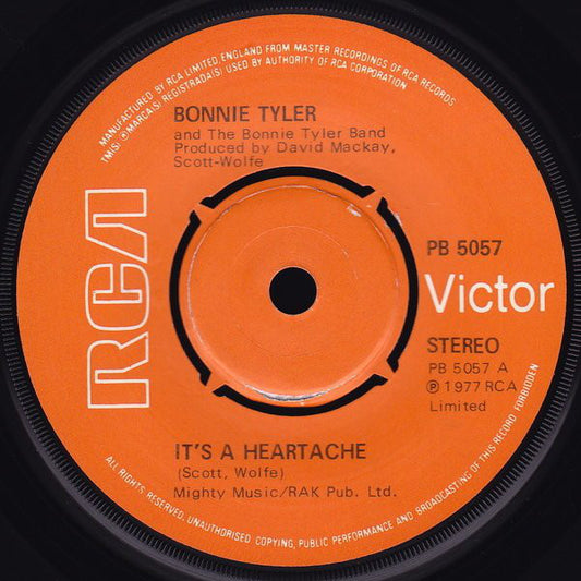 Bonnie Tyler - It's A Heartache - Used Vinyl Record 7"