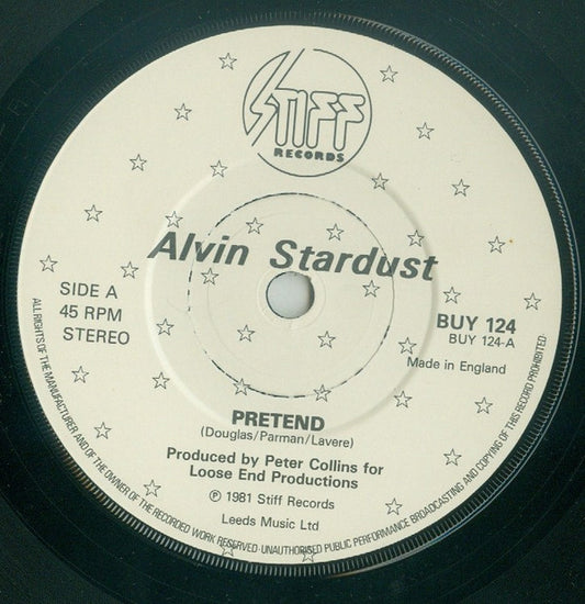 Alvin Stardust - Pretend - Used Vinyl Record 7"