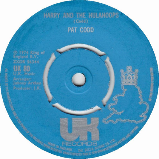 Pat Codd - Harry And The Hulahoops - Used Vinyl Record 7"