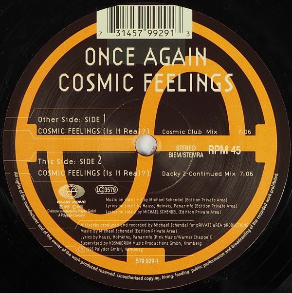 Once Again - Cosmic Feelings (Is It Real ?) - Used Vinyl Record 12"