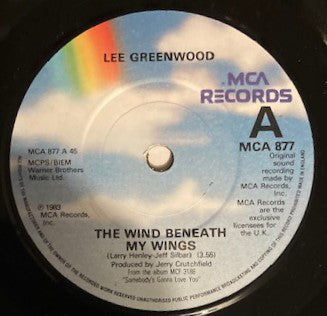Lee Greenwood - The Wind Beneath My Wings - Used Vinyl Record 7"
