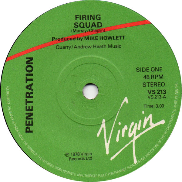 Penetration - Firing Squad - Used Vinyl Record 7"