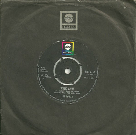 Joe Walsh - Walk Away - Used Vinyl Record 7"