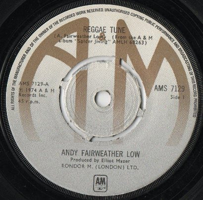 Andy Fairweather-Low - Reggae Tune - Used Vinyl Record 7"