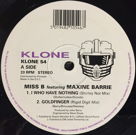 Miss B - I Who Have Nothing - Used Vinyl Record 12"