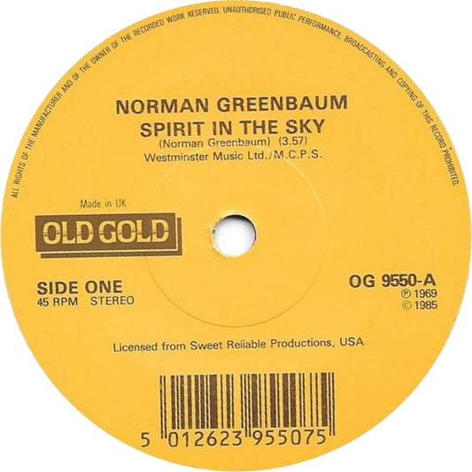 Norman Greenbaum - Spirit In The Sky / Milk Cow - Used Vinyl Record 7"