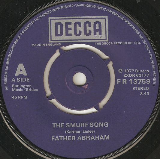 Vader Abraham - The Smurf Song - Used Vinyl Record 7"