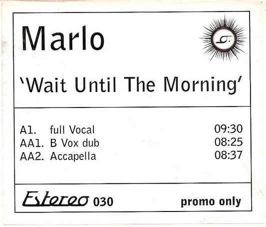 Marlo - Wait Until The Morning - Used Vinyl Record 12"