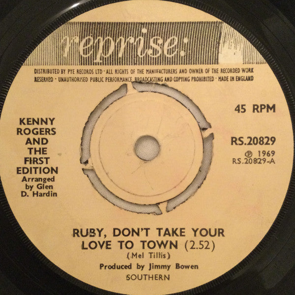 Kenny Rogers & The F - Ruby, Don't Take Your Love To Town - Used Viny