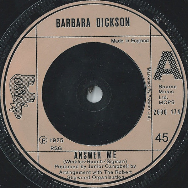 Barbara Dickson - Answer Me - Used Vinyl Record 7"