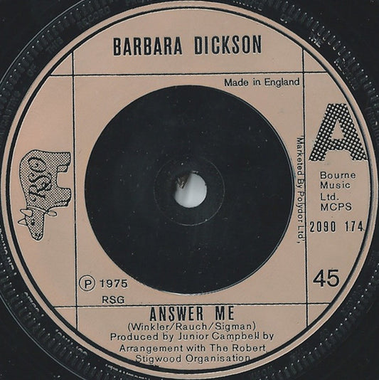 Barbara Dickson - Answer Me - Used Vinyl Record 7"