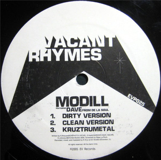 Modill - Vacant Rhymes / Nightly - Used Vinyl Record 12"