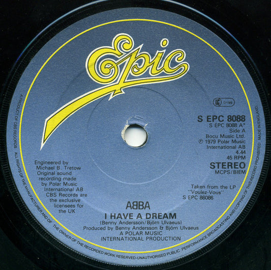 ABBA - I Have A Dream - Used Vinyl Record 7"
