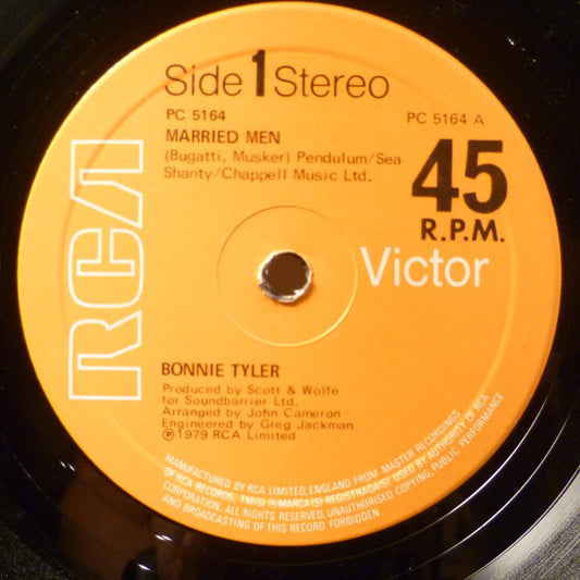 Bonnie Tyler - Married Men - Used Vinyl 12"