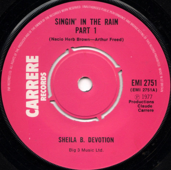 Sheila & B. Devotion - Singin' In The Rain - Used Vinyl Record 7"