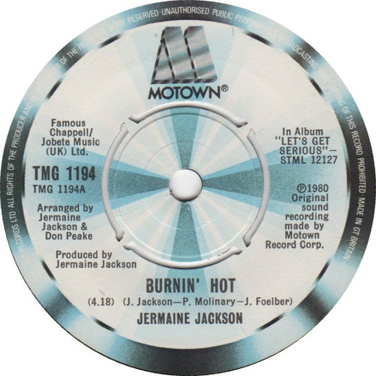 Jermaine Jackson - Burnin' Hot - Used Vinyl Record 7"