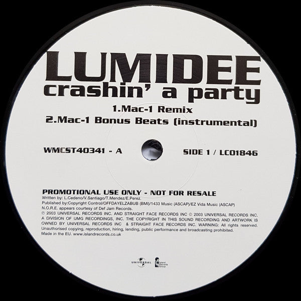 Lumidee - Crashin' A Party - Used Vinyl Record 12"