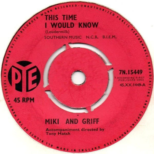 Miki & Griff - This Time I Would Know - Used Vinyl Record 7"