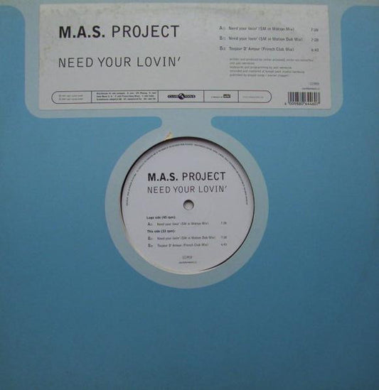 M.A.S. Project - Need Your Lovin' - Used Vinyl Record 12"