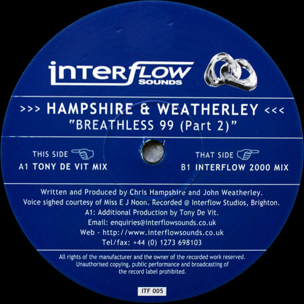 Hampshire & Weatherl - Breathless 99 (Part 2) - Used Vinyl Record 12"