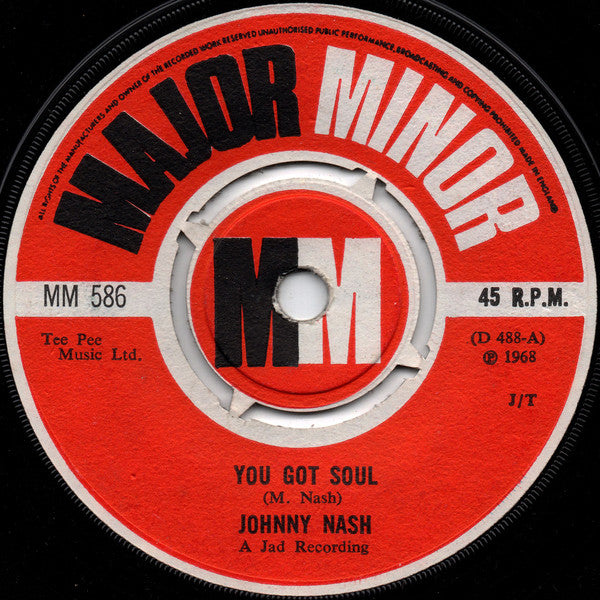 Johnny Nash - You Got Soul - Used Vinyl Record 7"