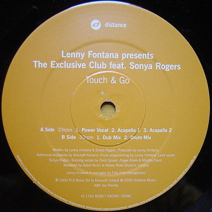 Lenny Fontana - Touch & Go - Used Vinyl Record 12"