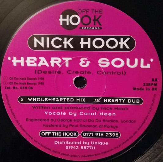 Nick Hook - Heart & Soul (Desire, Create, Control) - Used Vinyl Record