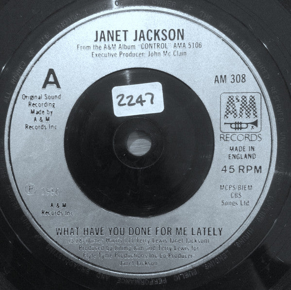 Janet Jackson - What Have You Done For Me Lately - Used Vinyl Record 7"