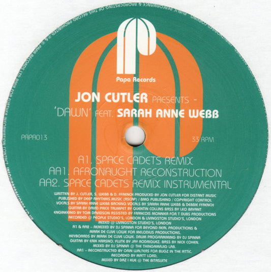 Jon Cutler - Dawn (Remixes) - Used Vinyl Record 12"